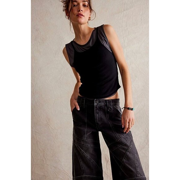 Free People Black Straight Leg Jeans - Picture 2 of 6